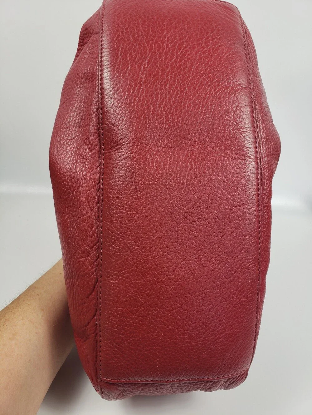 Cole Haan Red Pebble Leather Hobo Drawstring Shoulder Bag - Classic Staple
